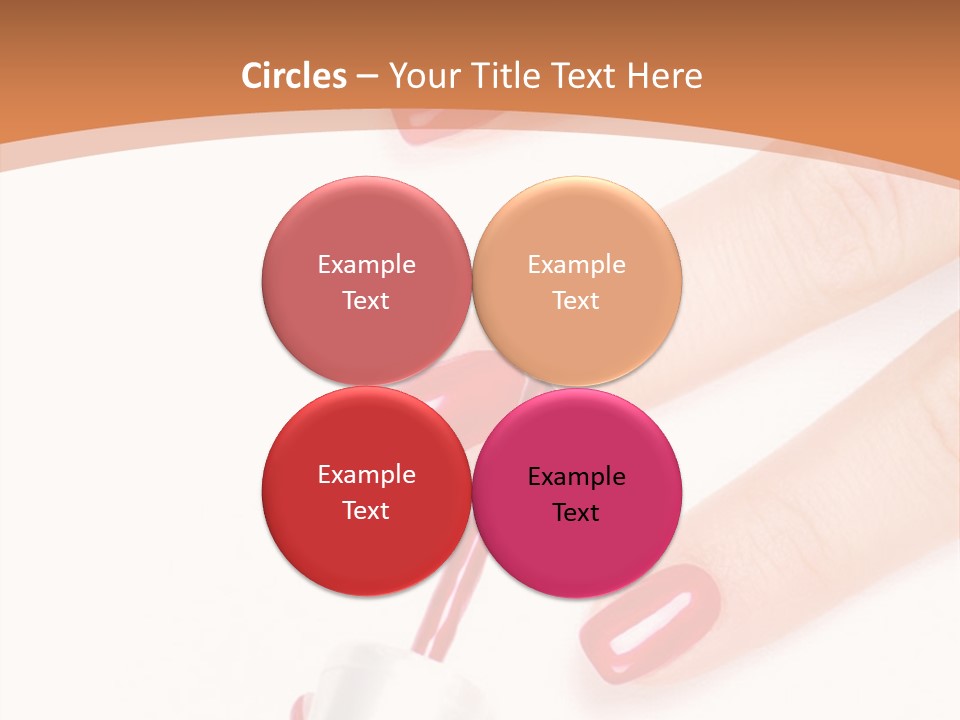 A Woman's Hand With Red Nail Polish On It PowerPoint Template