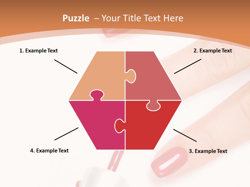 A Woman's Hand With Red Nail Polish On It PowerPoint Template