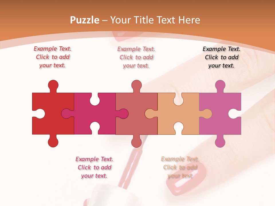 A Woman's Hand With Red Nail Polish On It PowerPoint Template