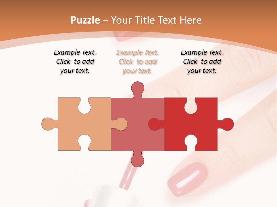 A Woman's Hand With Red Nail Polish On It PowerPoint Template