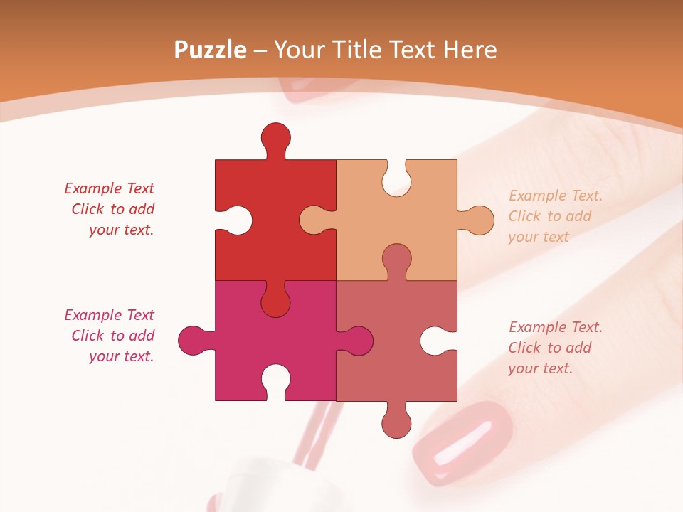 A Woman's Hand With Red Nail Polish On It PowerPoint Template