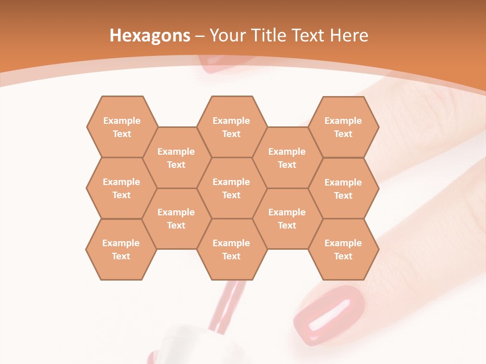 A Woman's Hand With Red Nail Polish On It PowerPoint Template