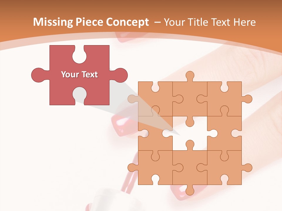 A Woman's Hand With Red Nail Polish On It PowerPoint Template