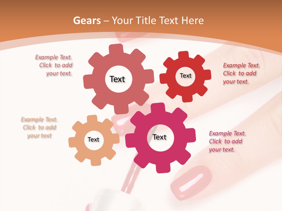 A Woman's Hand With Red Nail Polish On It PowerPoint Template