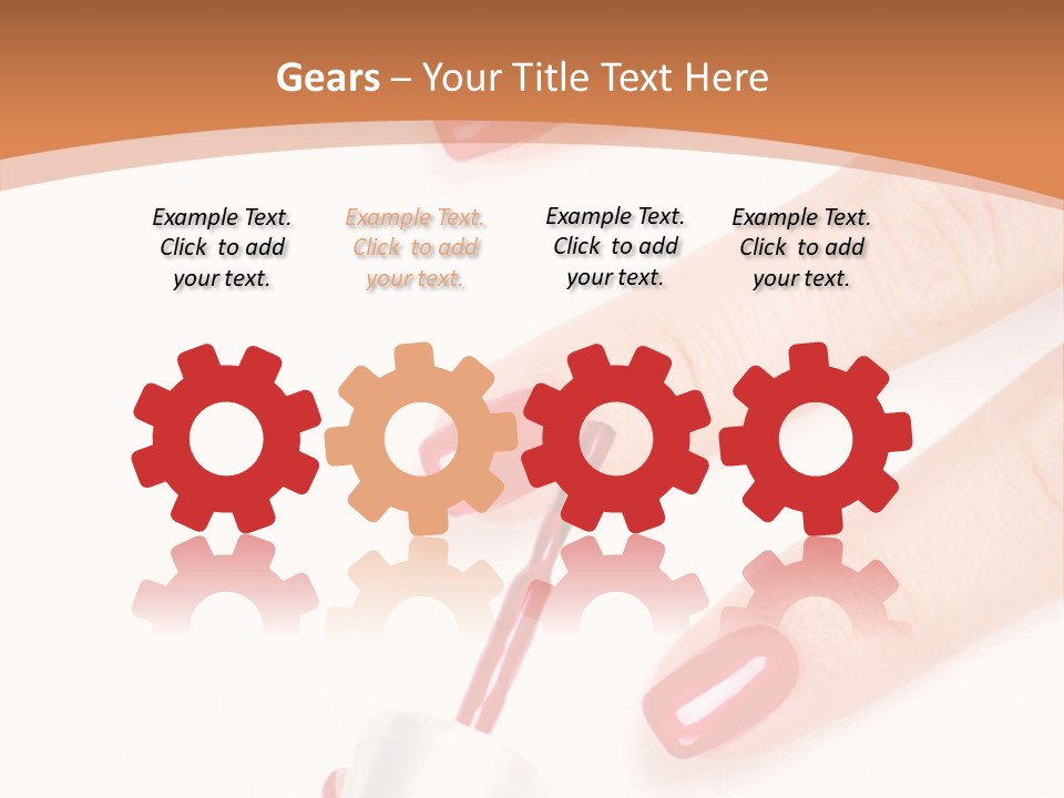 A Woman's Hand With Red Nail Polish On It PowerPoint Template