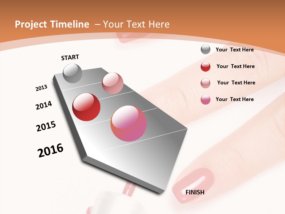 A Woman's Hand With Red Nail Polish On It PowerPoint Template