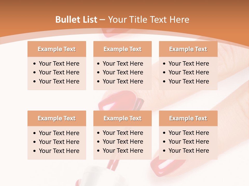 A Woman's Hand With Red Nail Polish On It PowerPoint Template