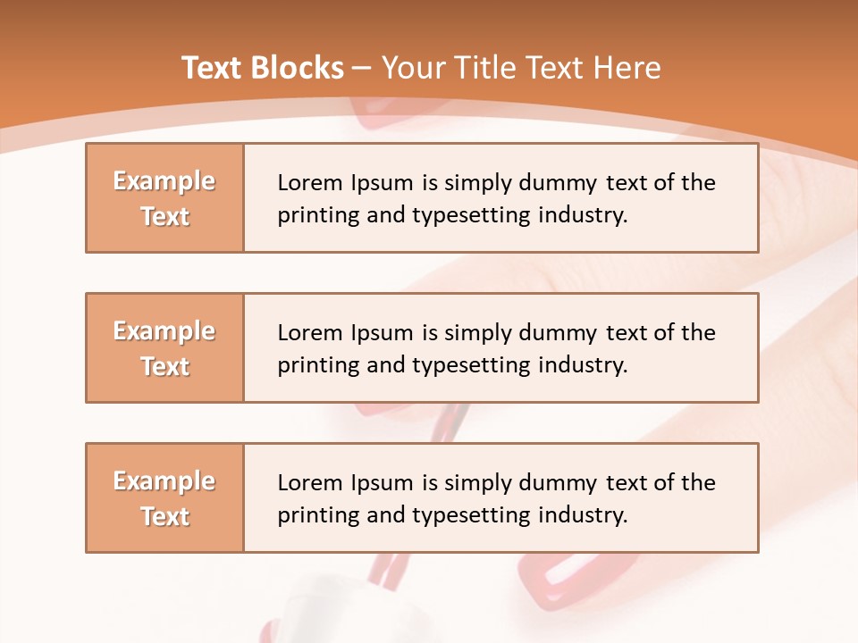 A Woman's Hand With Red Nail Polish On It PowerPoint Template