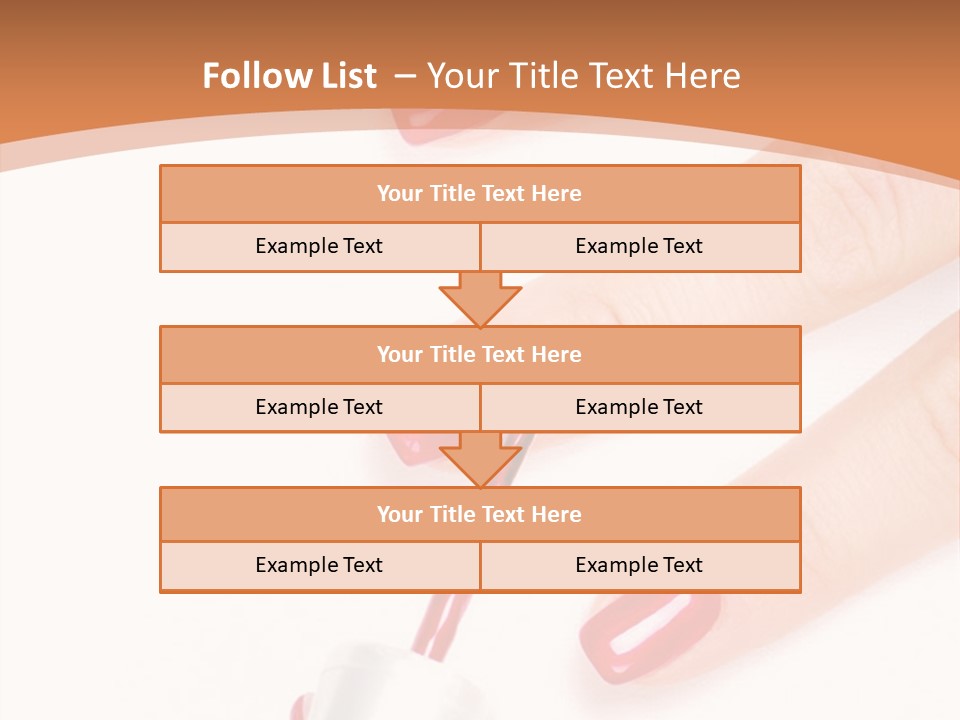 A Woman's Hand With Red Nail Polish On It PowerPoint Template