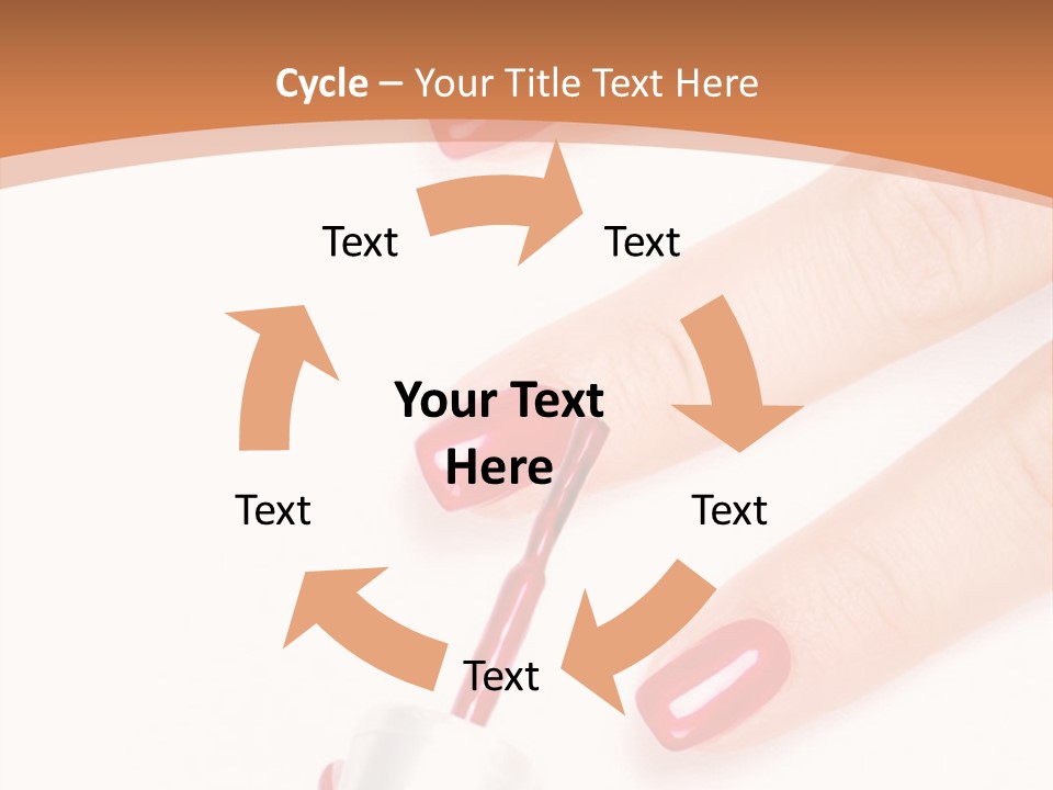 A Woman's Hand With Red Nail Polish On It PowerPoint Template