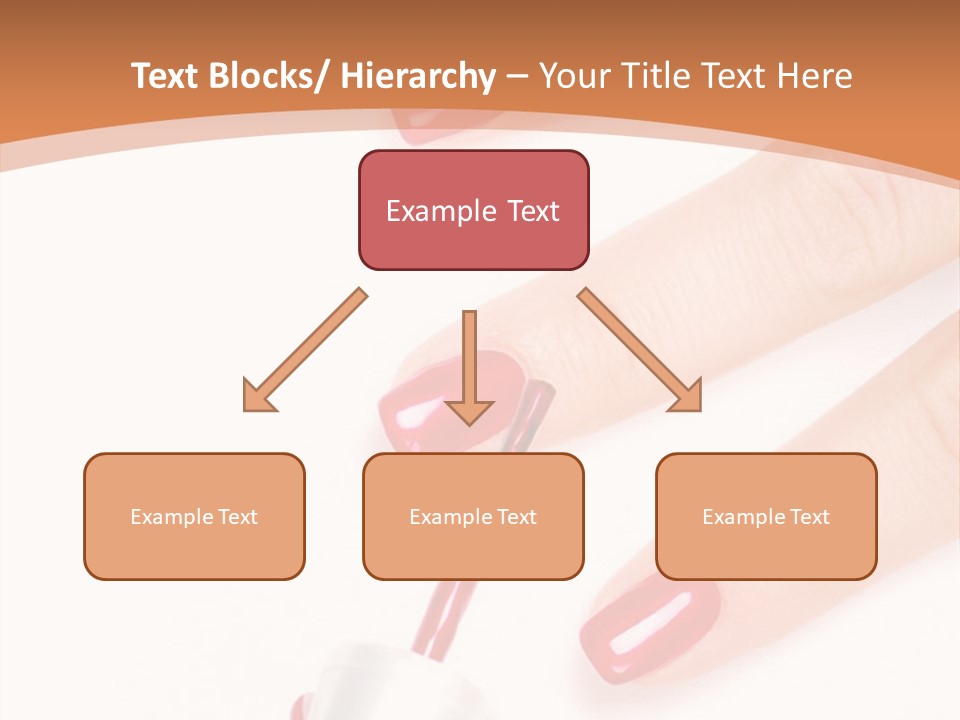 A Woman's Hand With Red Nail Polish On It PowerPoint Template