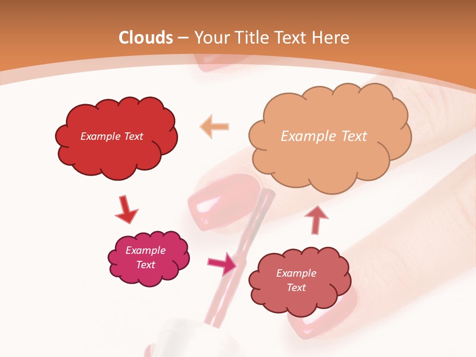 A Woman's Hand With Red Nail Polish On It PowerPoint Template