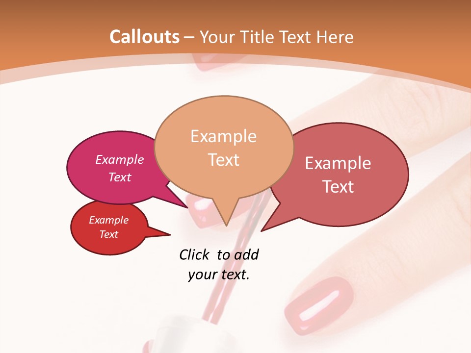 A Woman's Hand With Red Nail Polish On It PowerPoint Template