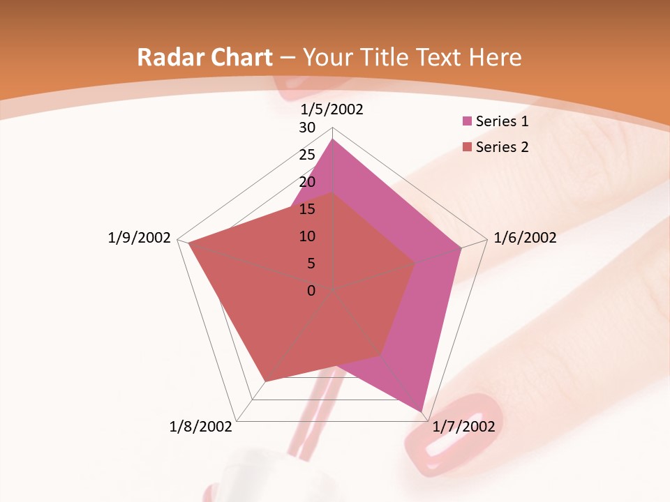 A Woman's Hand With Red Nail Polish On It PowerPoint Template