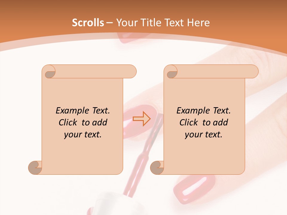 A Woman's Hand With Red Nail Polish On It PowerPoint Template