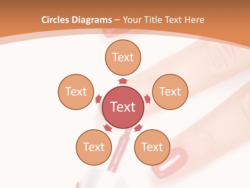 A Woman's Hand With Red Nail Polish On It PowerPoint Template