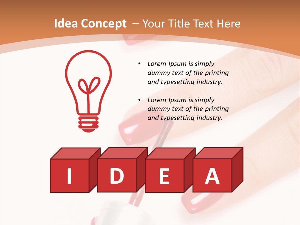 A Woman's Hand With Red Nail Polish On It PowerPoint Template