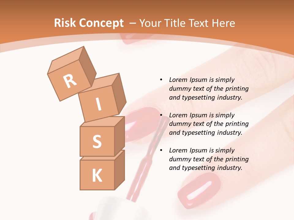 A Woman's Hand With Red Nail Polish On It PowerPoint Template