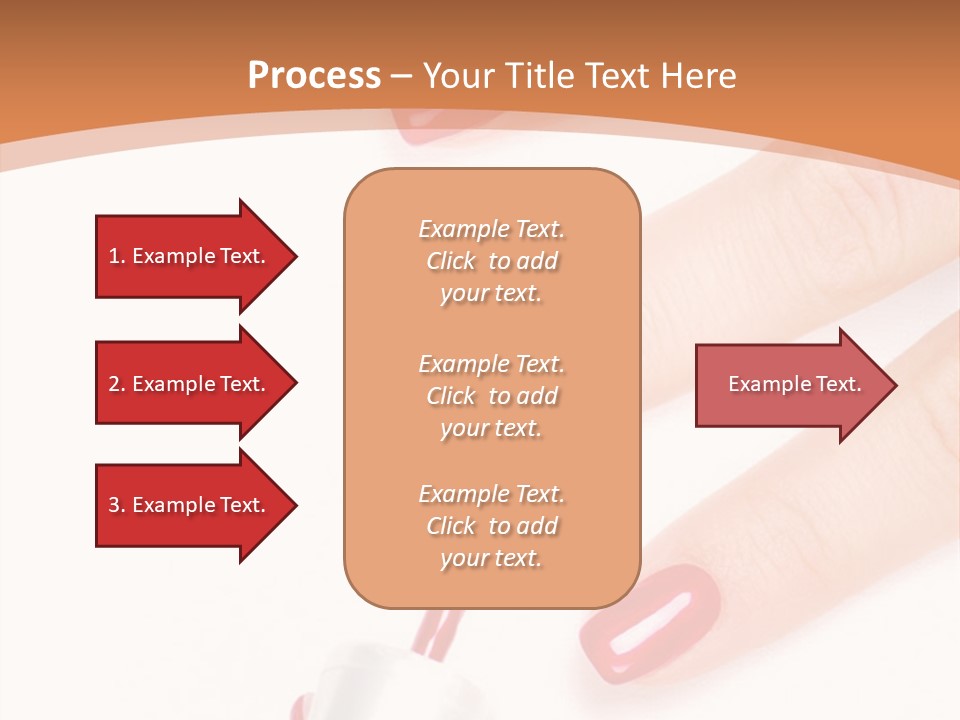 A Woman's Hand With Red Nail Polish On It PowerPoint Template