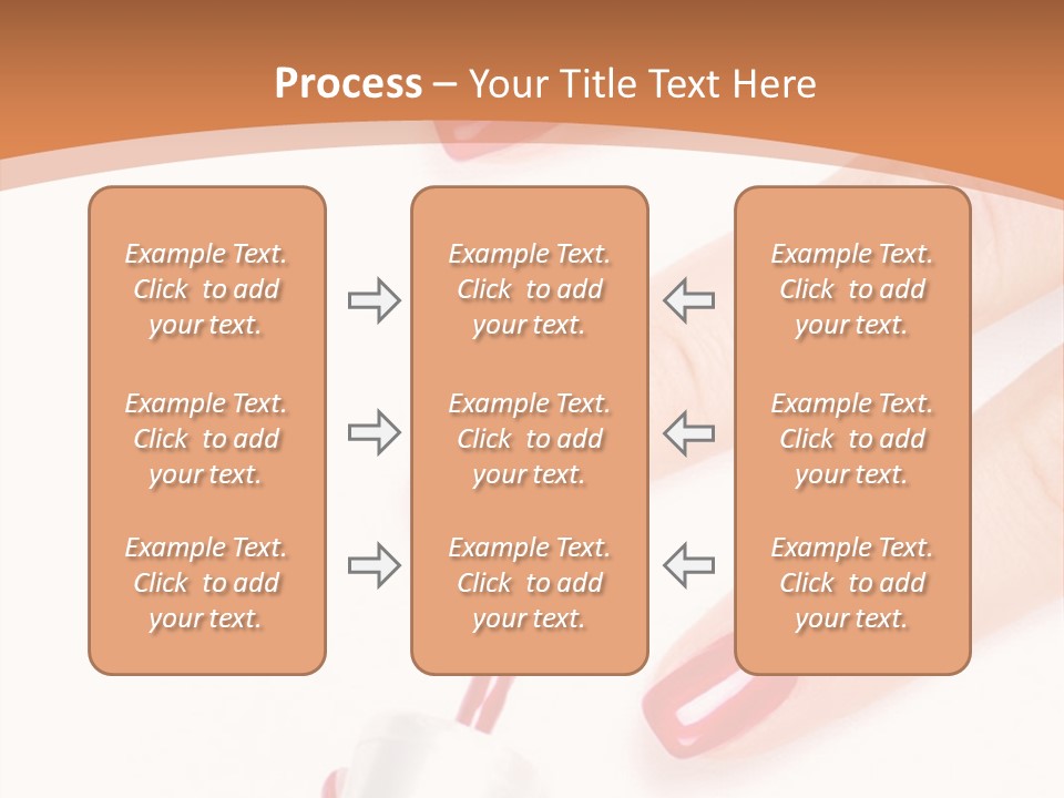 A Woman's Hand With Red Nail Polish On It PowerPoint Template