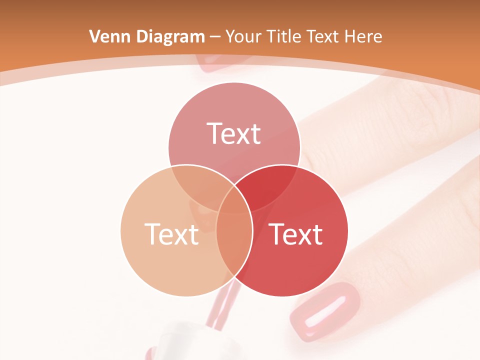 A Woman's Hand With Red Nail Polish On It PowerPoint Template