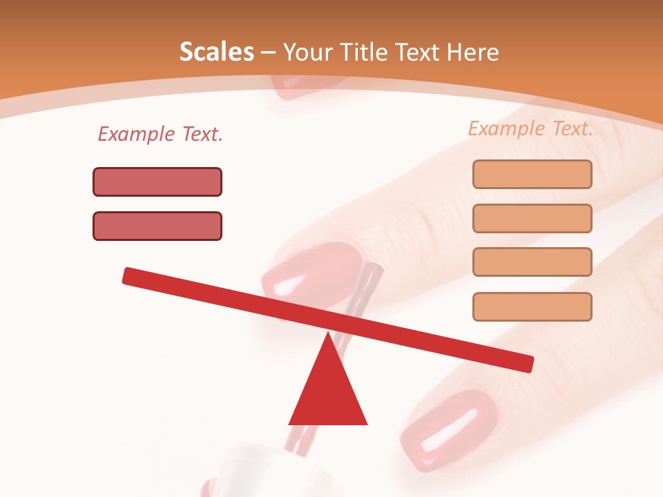 A Woman's Hand With Red Nail Polish On It PowerPoint Template