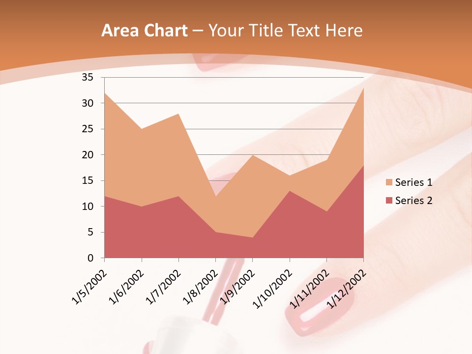 A Woman's Hand With Red Nail Polish On It PowerPoint Template
