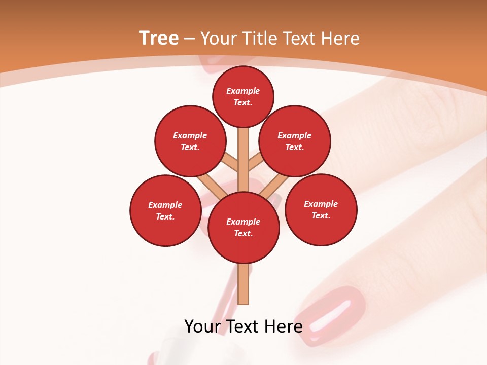 A Woman's Hand With Red Nail Polish On It PowerPoint Template