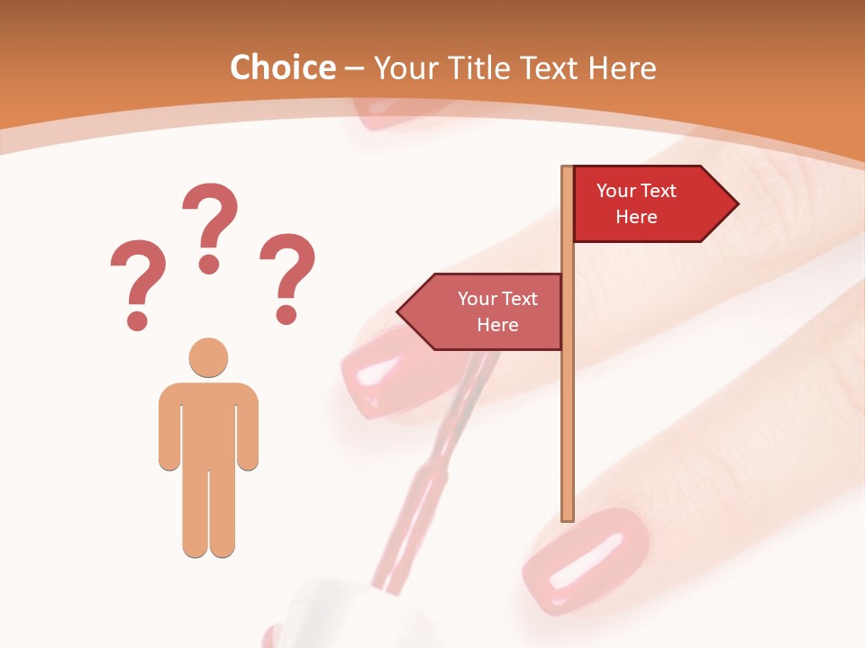 A Woman's Hand With Red Nail Polish On It PowerPoint Template