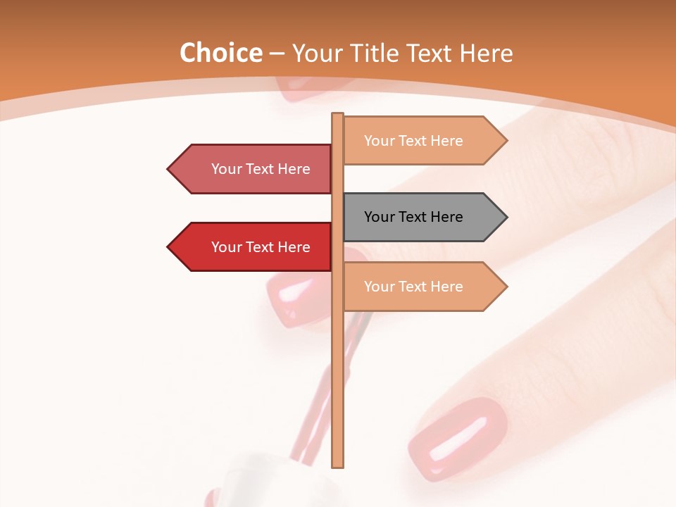 A Woman's Hand With Red Nail Polish On It PowerPoint Template