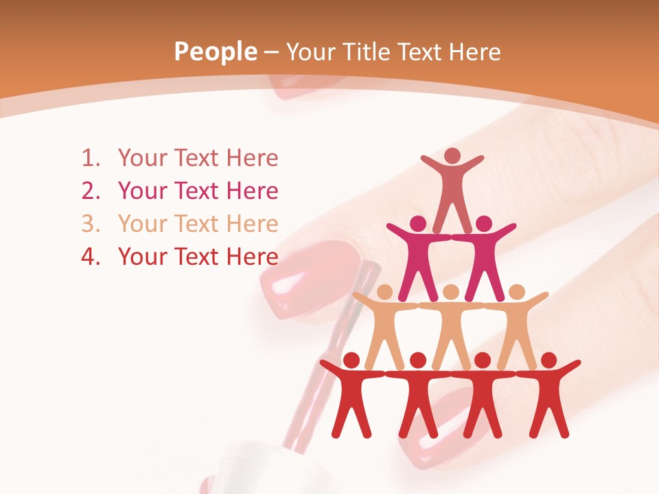 A Woman's Hand With Red Nail Polish On It PowerPoint Template