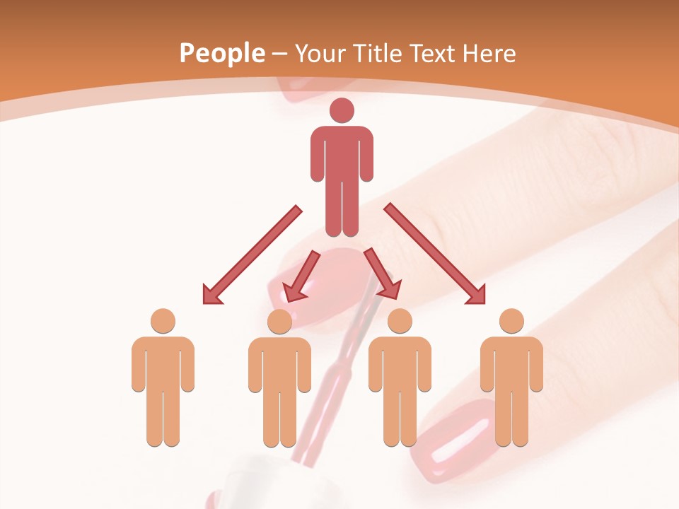 A Woman's Hand With Red Nail Polish On It PowerPoint Template