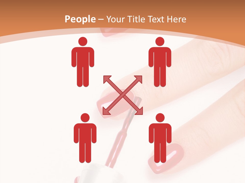 A Woman's Hand With Red Nail Polish On It PowerPoint Template