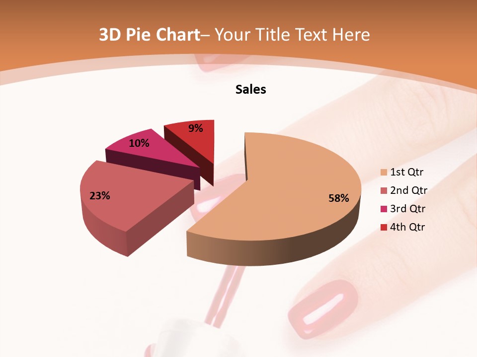 A Woman's Hand With Red Nail Polish On It PowerPoint Template