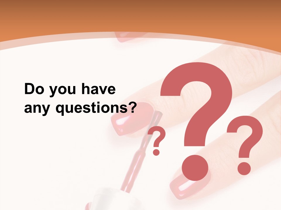 A Woman's Hand With Red Nail Polish On It PowerPoint Template