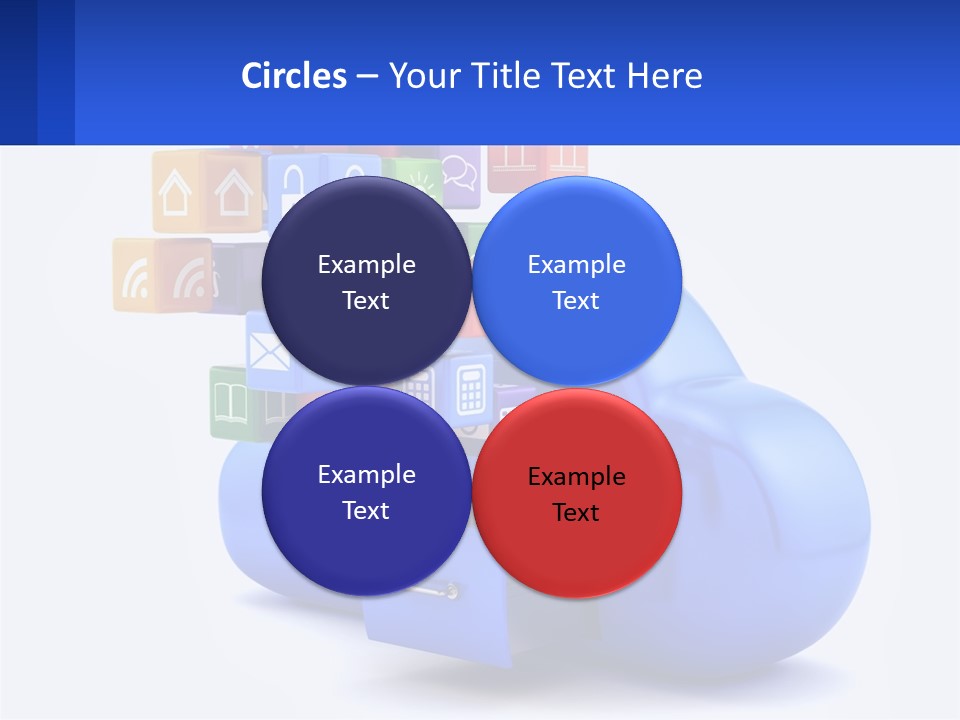 A Blue Cloud Filled With Colorful Blocks And Icons PowerPoint Template