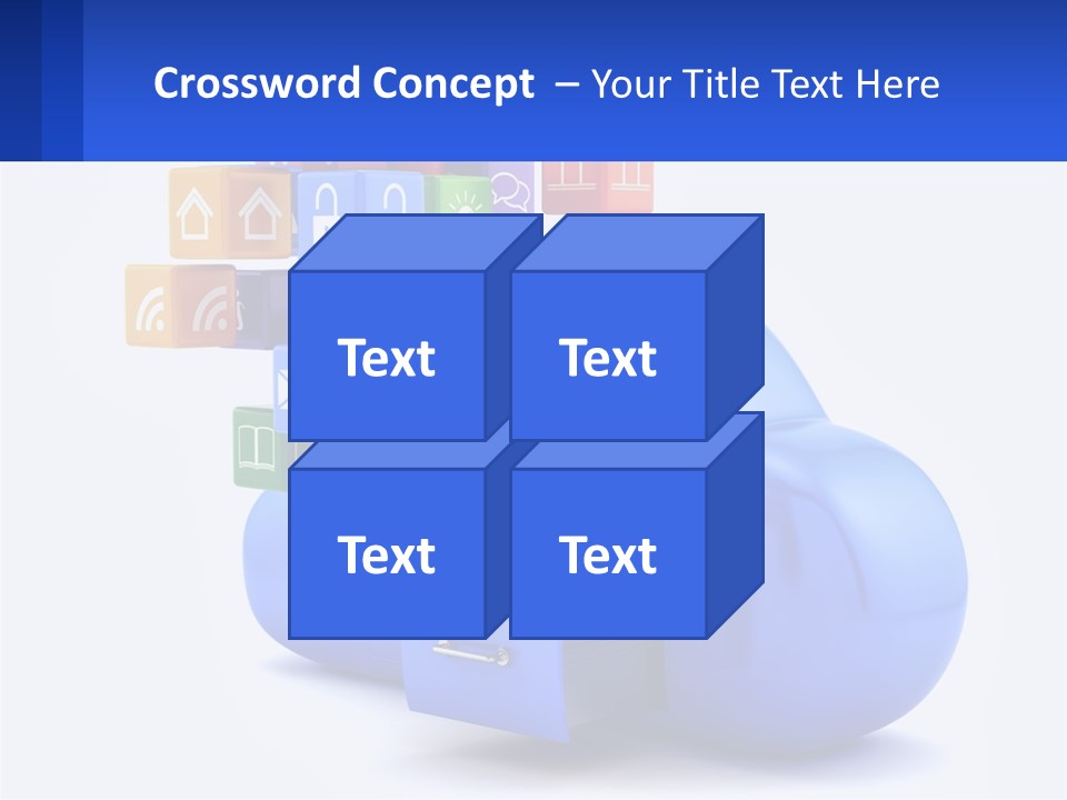 A Blue Cloud Filled With Colorful Blocks And Icons PowerPoint Template
