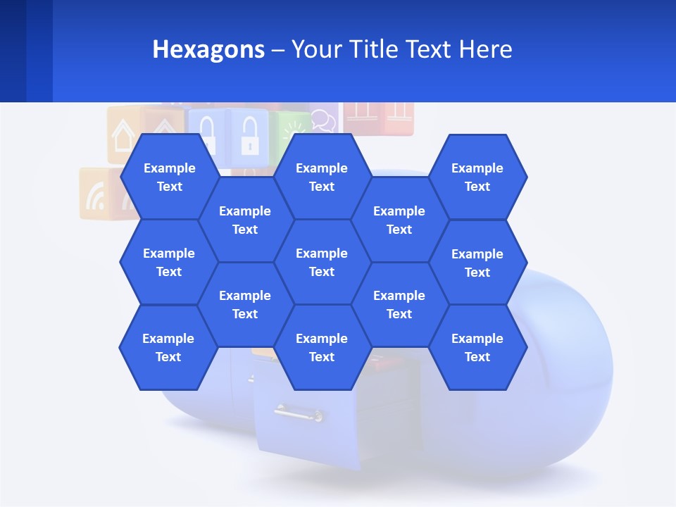 A Blue Cloud Filled With Colorful Blocks And Icons PowerPoint Template