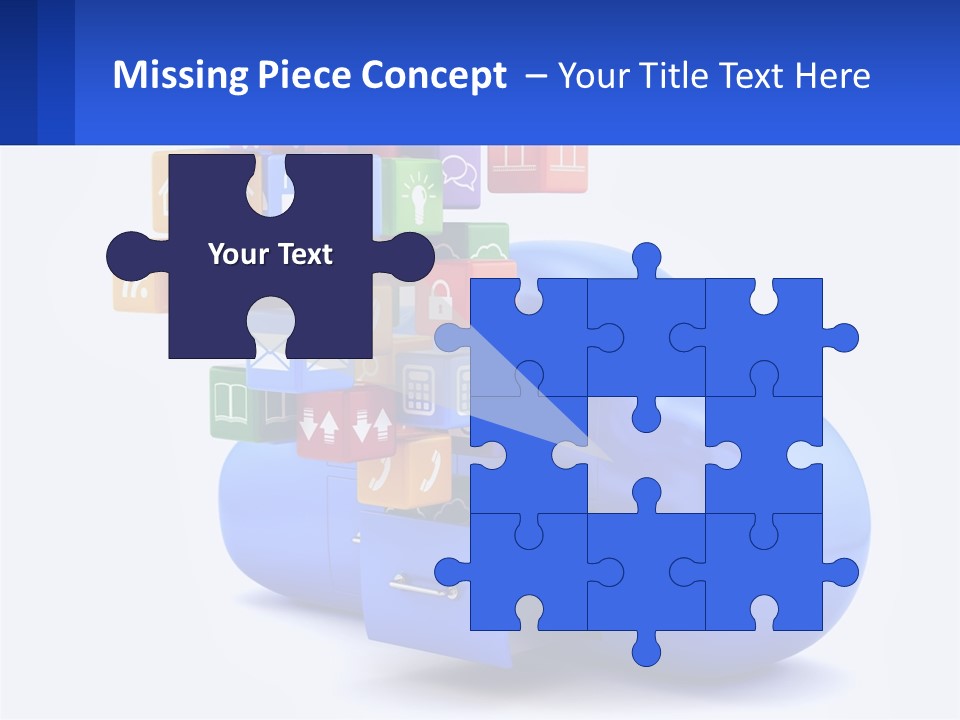 A Blue Cloud Filled With Colorful Blocks And Icons PowerPoint Template