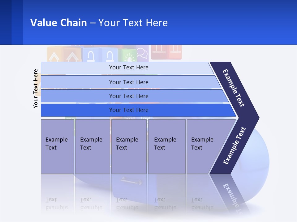 A Blue Cloud Filled With Colorful Blocks And Icons PowerPoint Template
