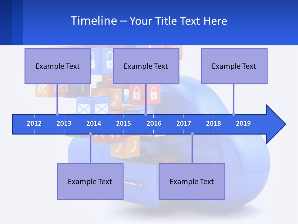 A Blue Cloud Filled With Colorful Blocks And Icons PowerPoint Template