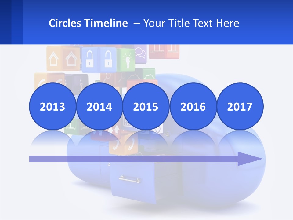 A Blue Cloud Filled With Colorful Blocks And Icons PowerPoint Template