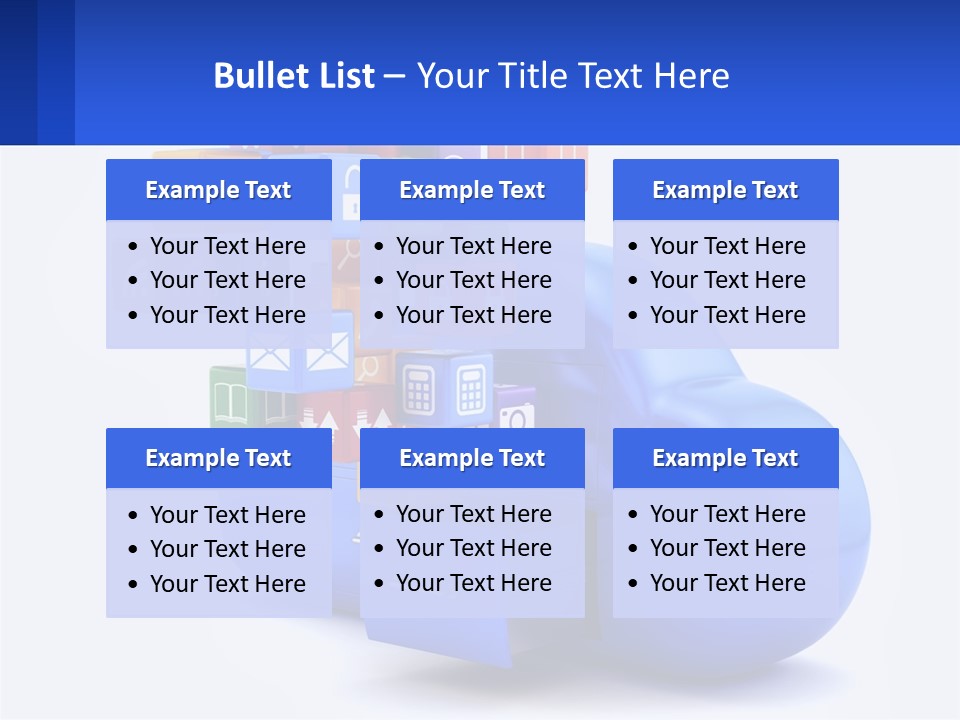 A Blue Cloud Filled With Colorful Blocks And Icons PowerPoint Template