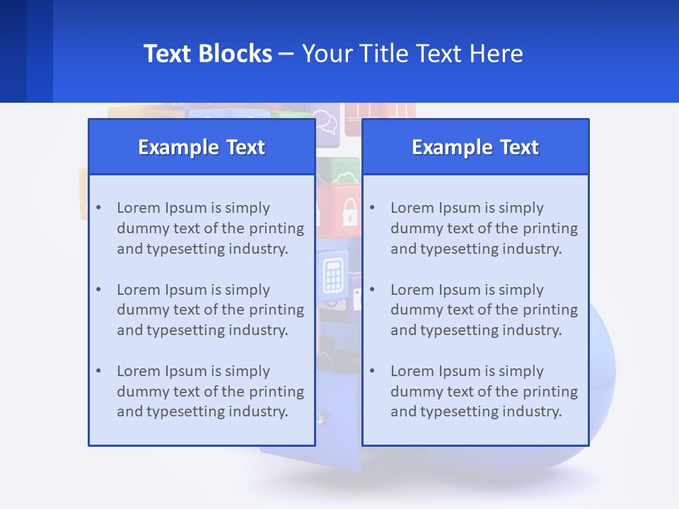A Blue Cloud Filled With Colorful Blocks And Icons PowerPoint Template