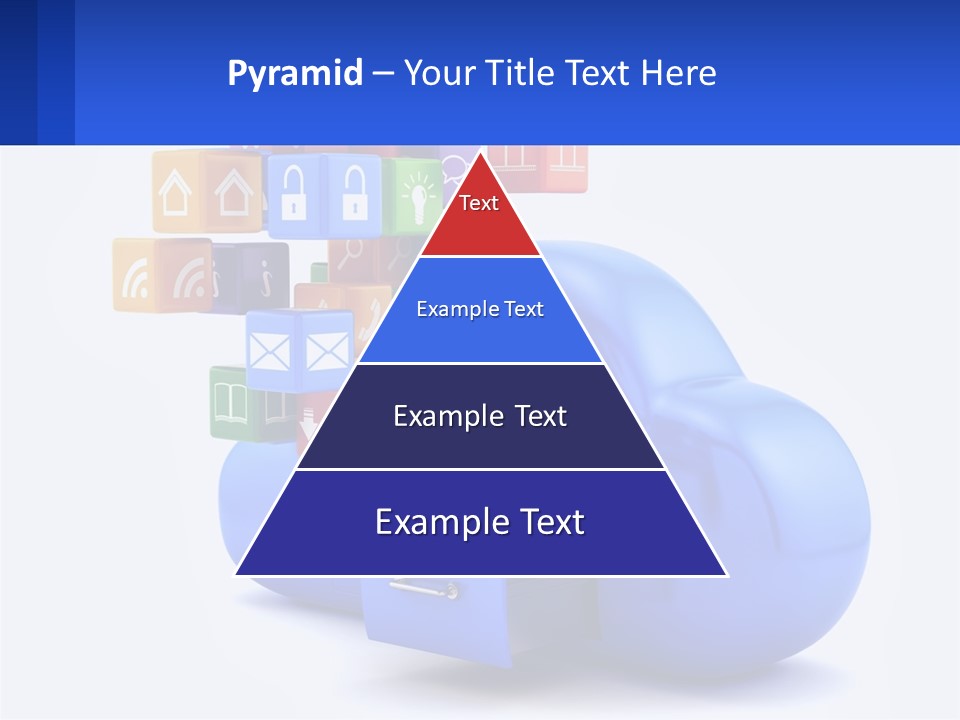 A Blue Cloud Filled With Colorful Blocks And Icons PowerPoint Template