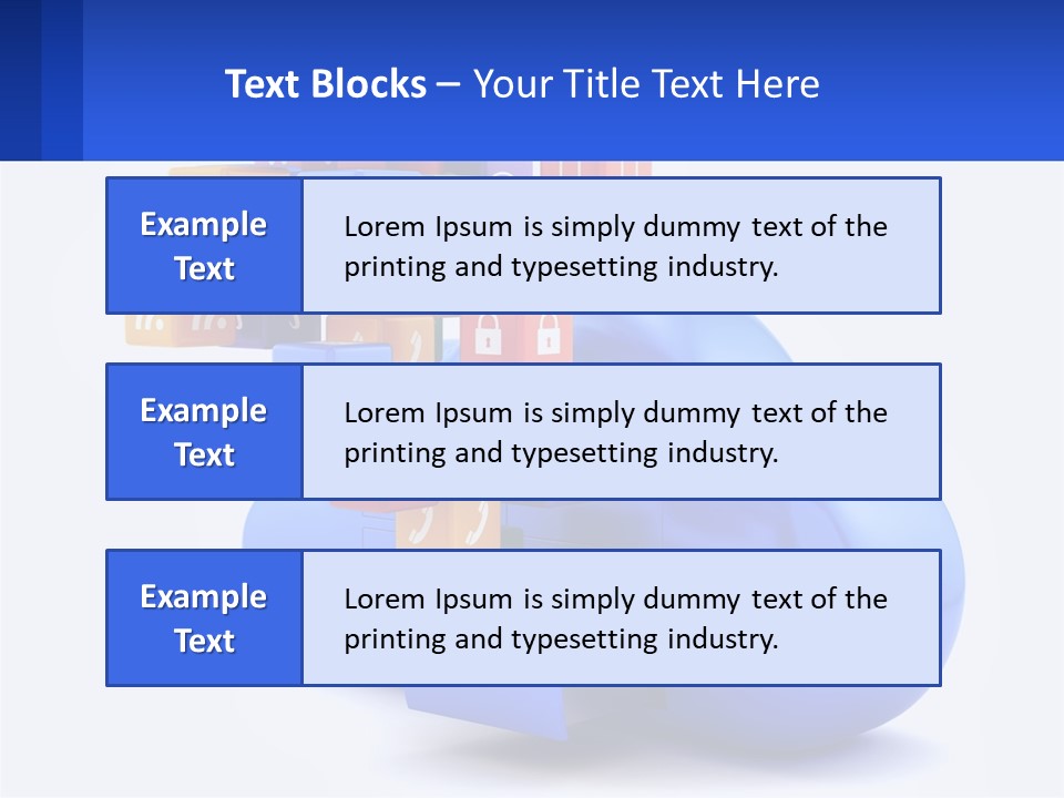 A Blue Cloud Filled With Colorful Blocks And Icons PowerPoint Template