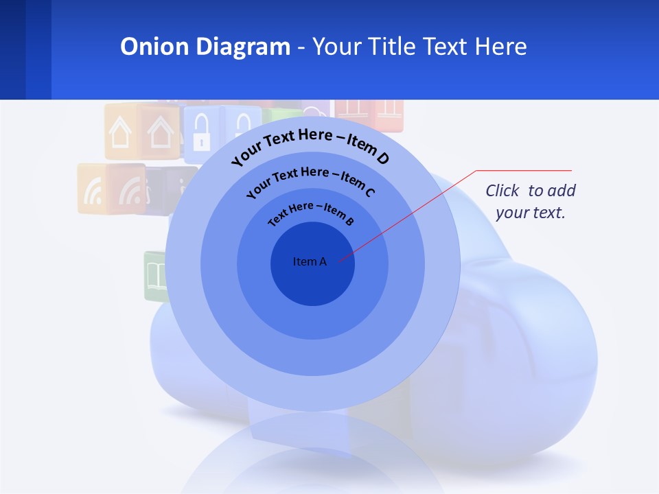 A Blue Cloud Filled With Colorful Blocks And Icons PowerPoint Template