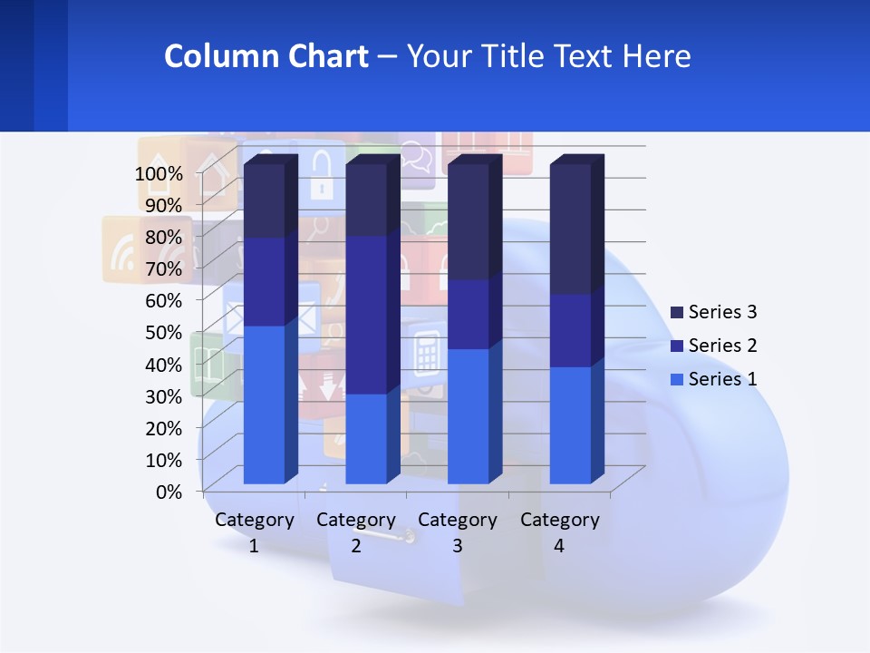 A Blue Cloud Filled With Colorful Blocks And Icons PowerPoint Template