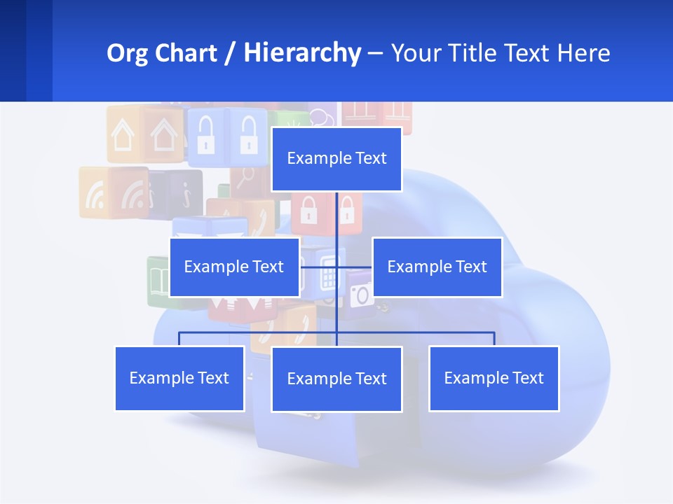 A Blue Cloud Filled With Colorful Blocks And Icons PowerPoint Template