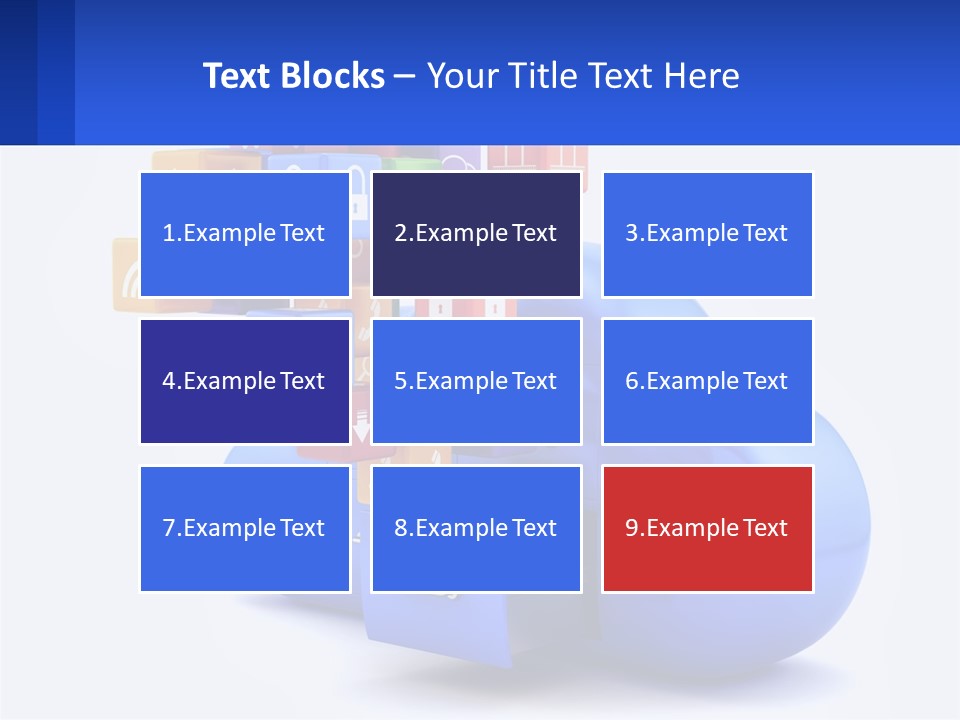 A Blue Cloud Filled With Colorful Blocks And Icons PowerPoint Template